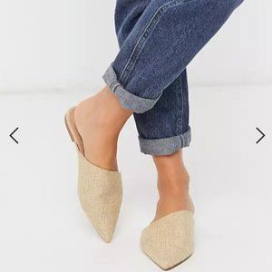 ASOS DESIGN Lane pointed mules in natural Sz 8